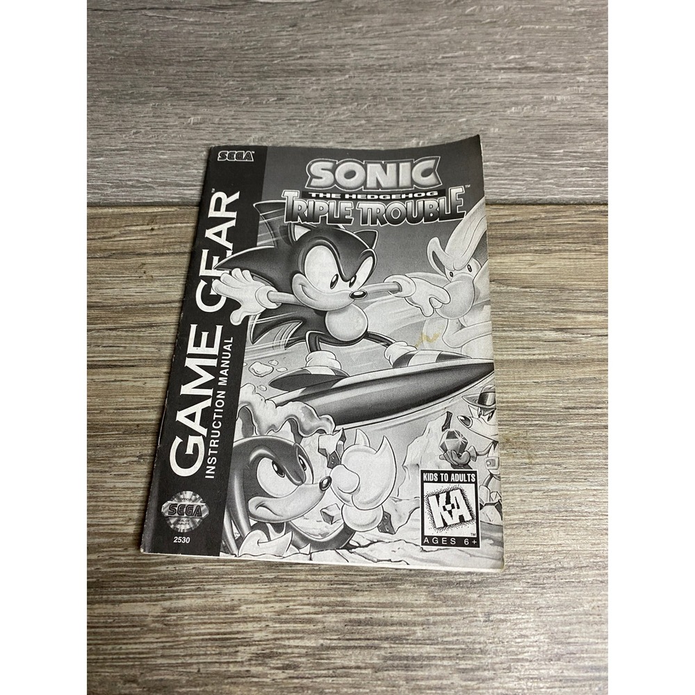 Sega Game Gear Sonic Triple Trouble Instruction Manual‎ 1994 2530 Authentic